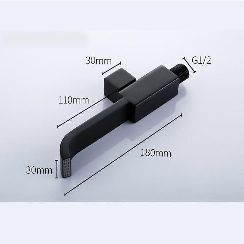 Matte black wall mounted tap shown with supplied mounting hardware