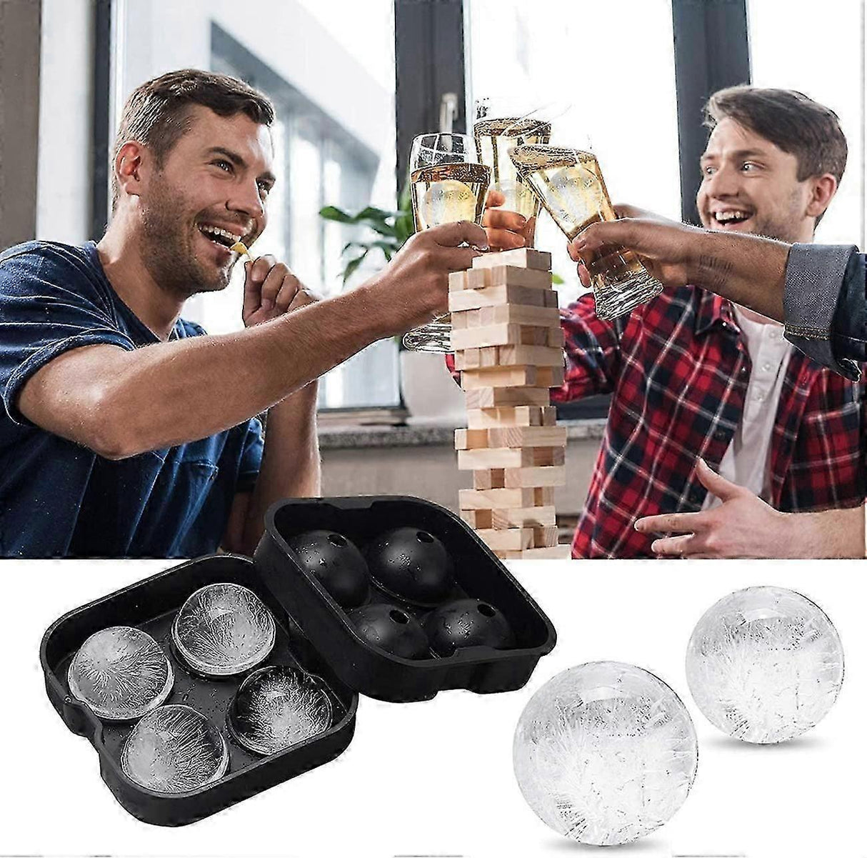 Scanno Ice Mould, Sphere, Silicone, 4pcs