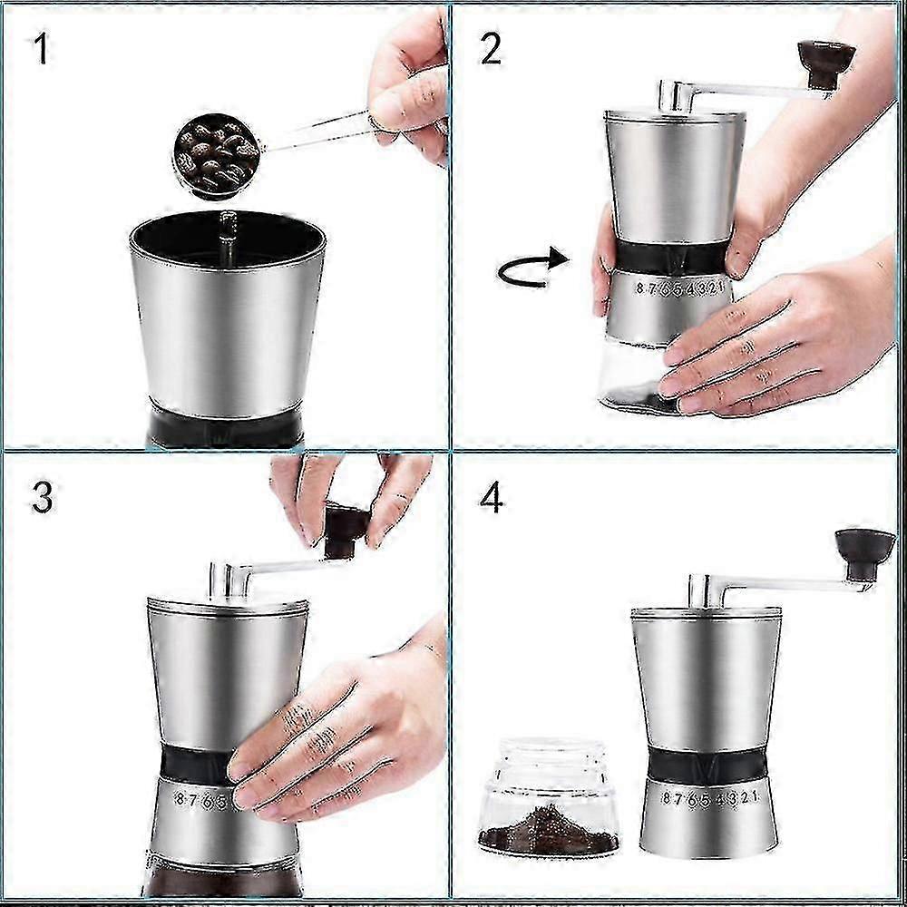 Ragusa Coffee Grinder, Manual, Stainless Steel and Glass, Ceramic Burr, 200ml