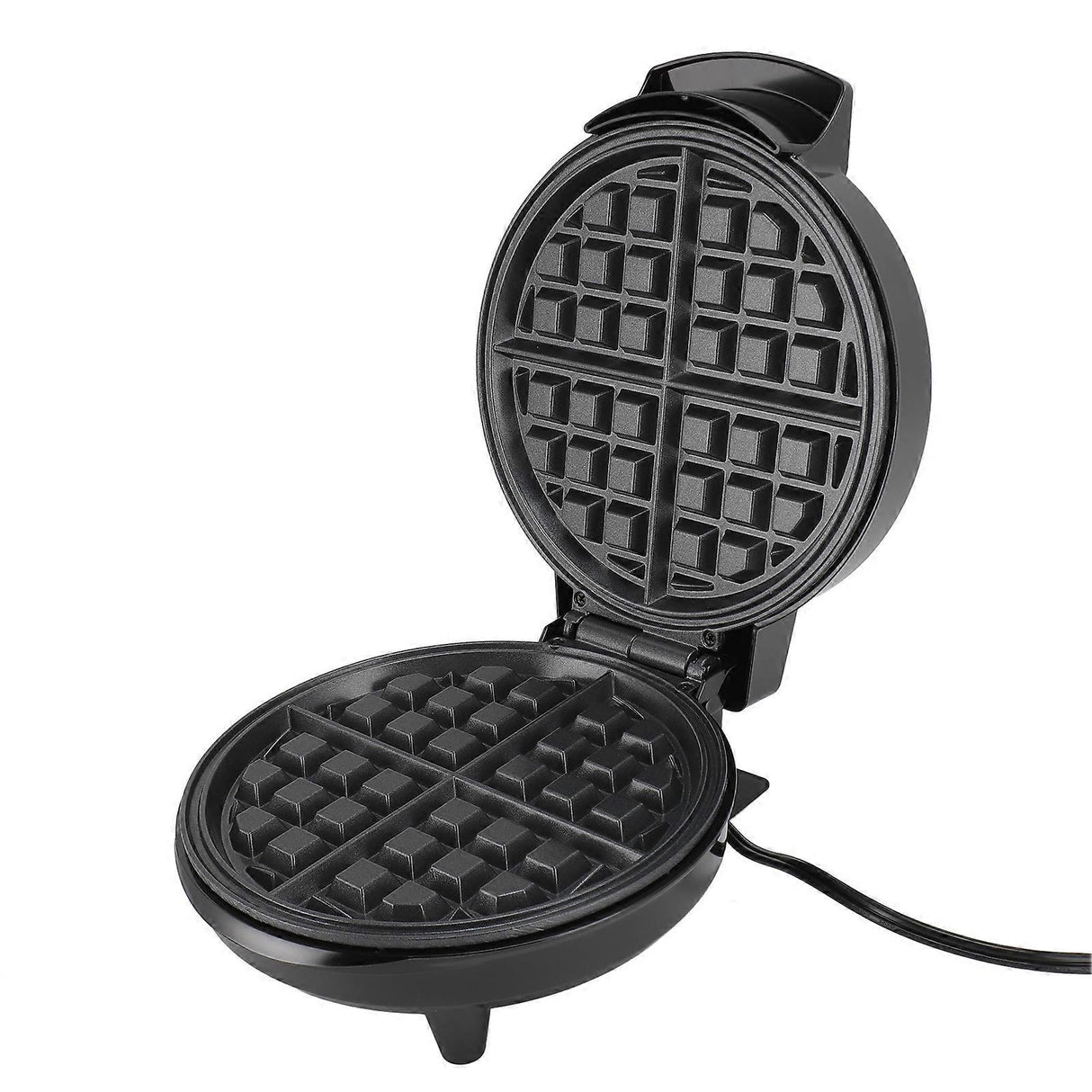 Close up of the adjustable temperature dial and indicator on the waffle maker