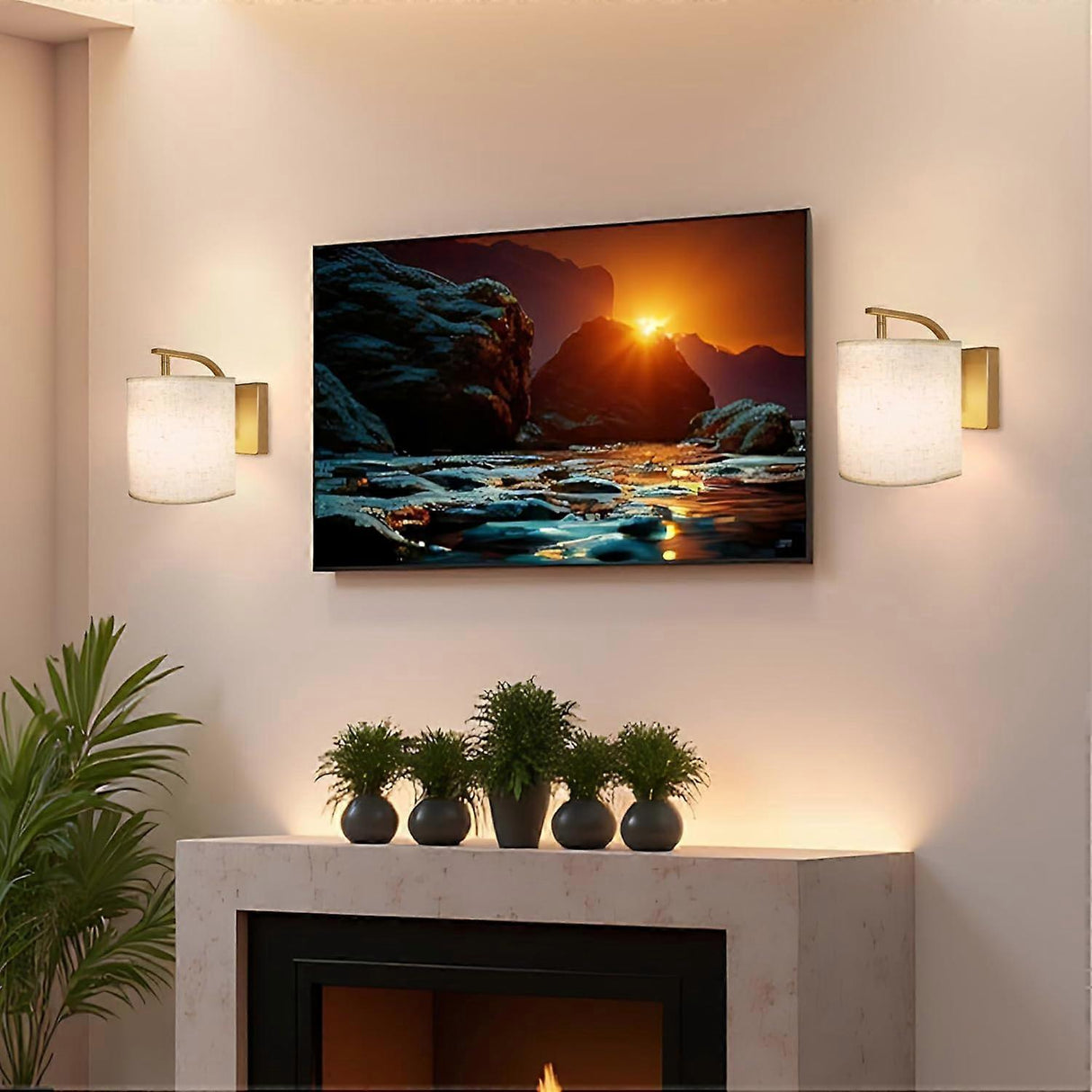 Rechargeable RGB LED wall sconce in gold, set of two