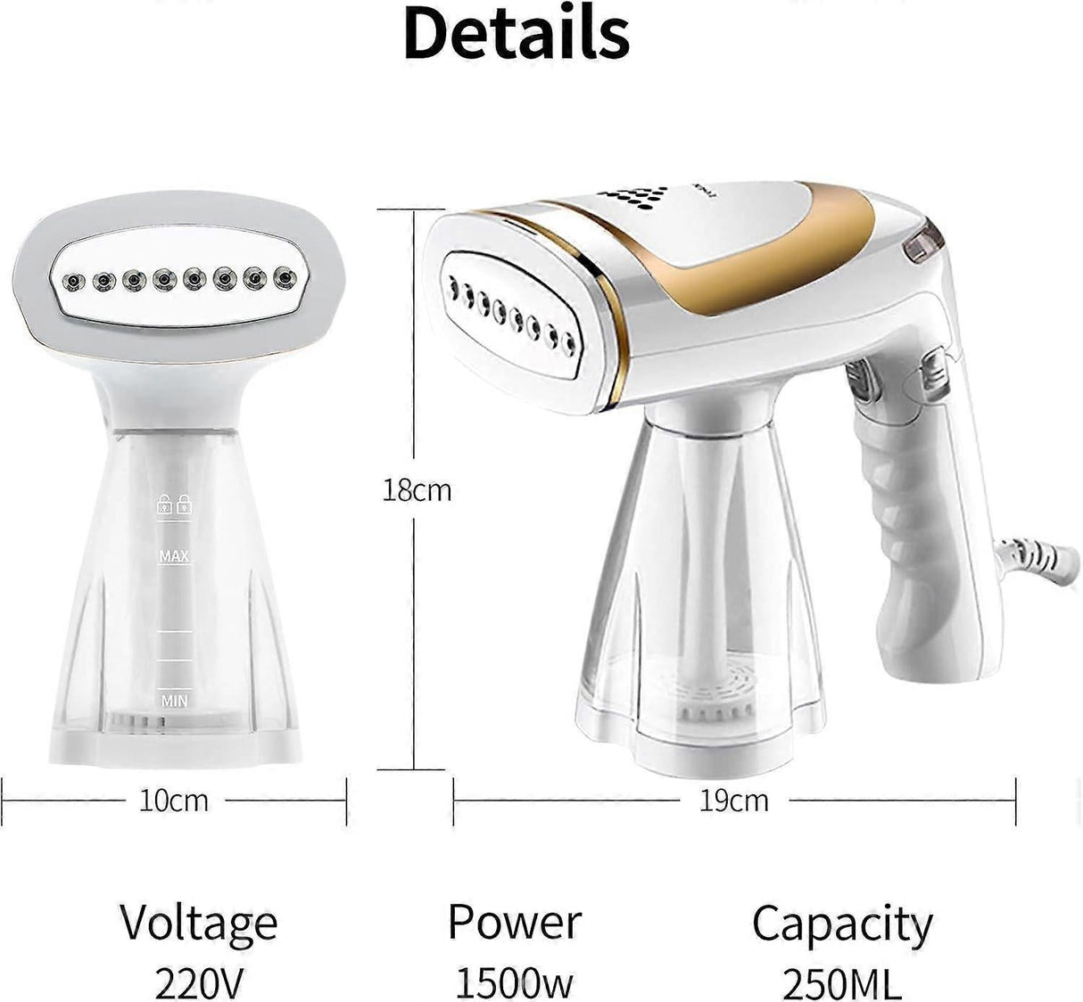 Setenil Foldable Garment Steamer, 250ml, 1600W