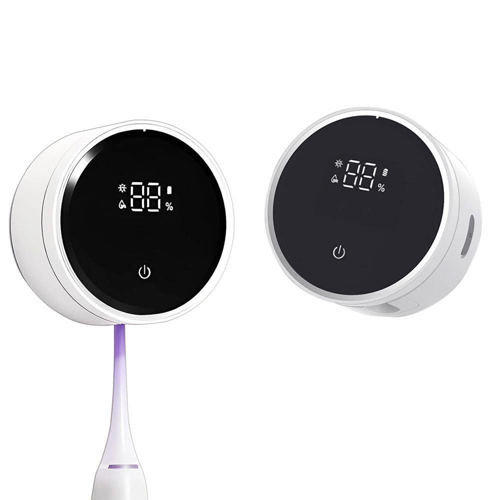 LED display on the toothbrush steriliser showing cycle and battery status