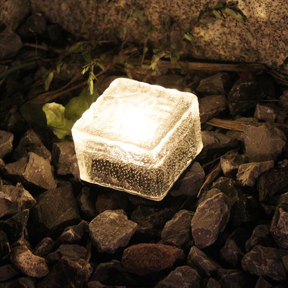 Lecce Solar Ground Light, Ice Cube Tile, White