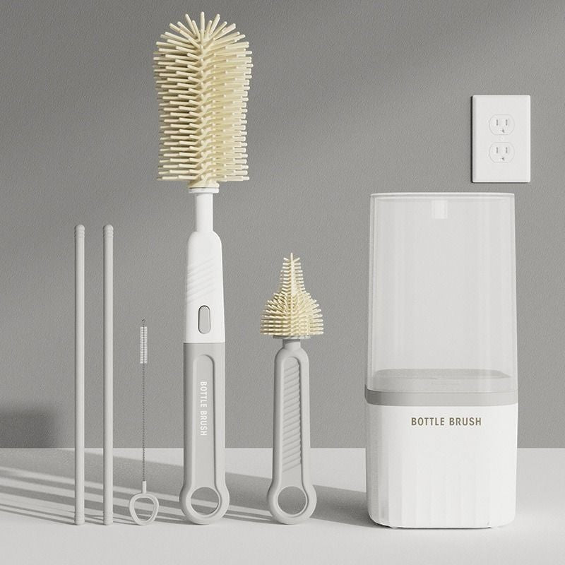 Grey 6 piece baby bottle brush cleaning set