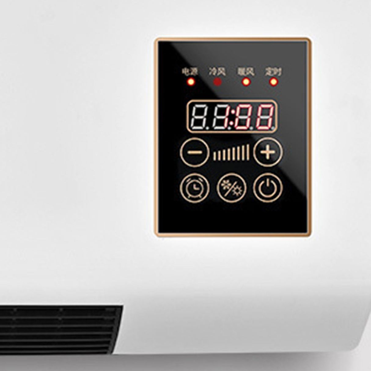 Wall mounted air conditioner shown in a living room setting