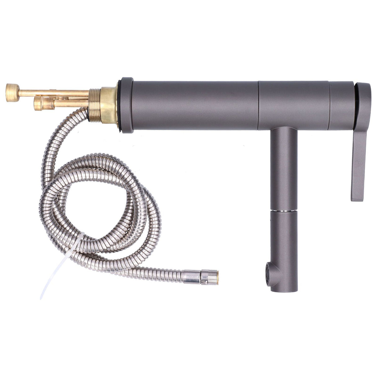 Side profile of the stainless steel above counter pull out tap