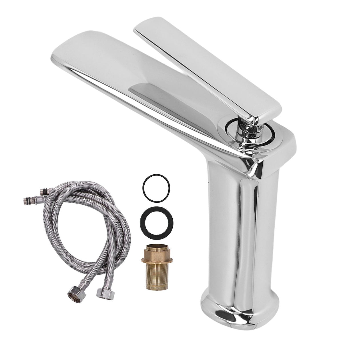 Nordic style copper basin mixer tap with lift up lever