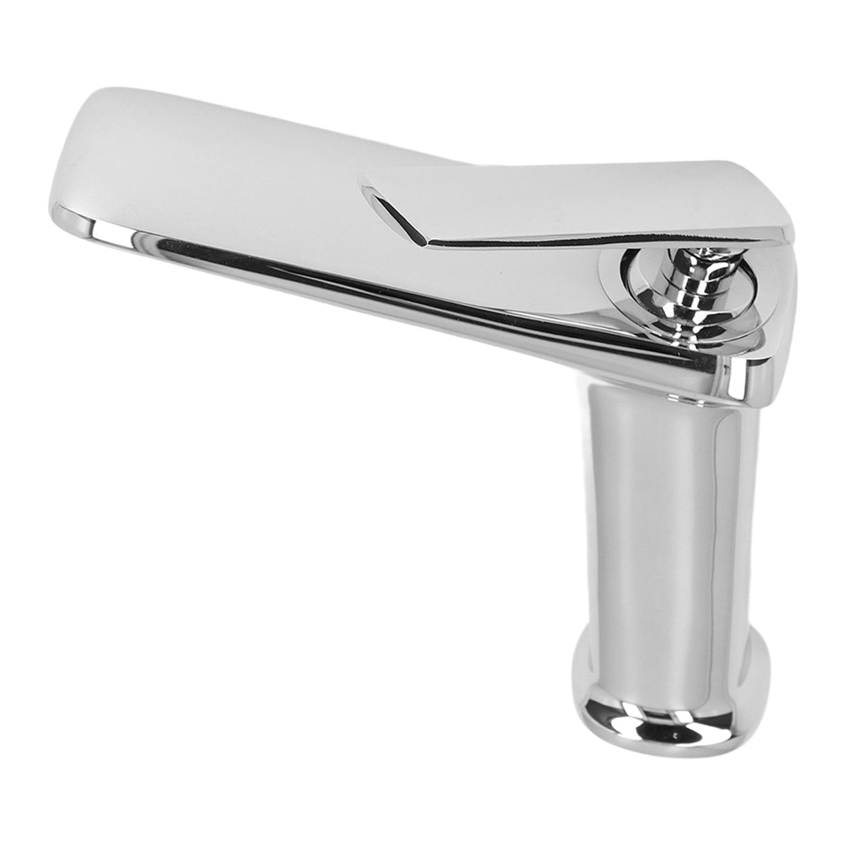 Side profile showing the curved spout of the copper basin tap