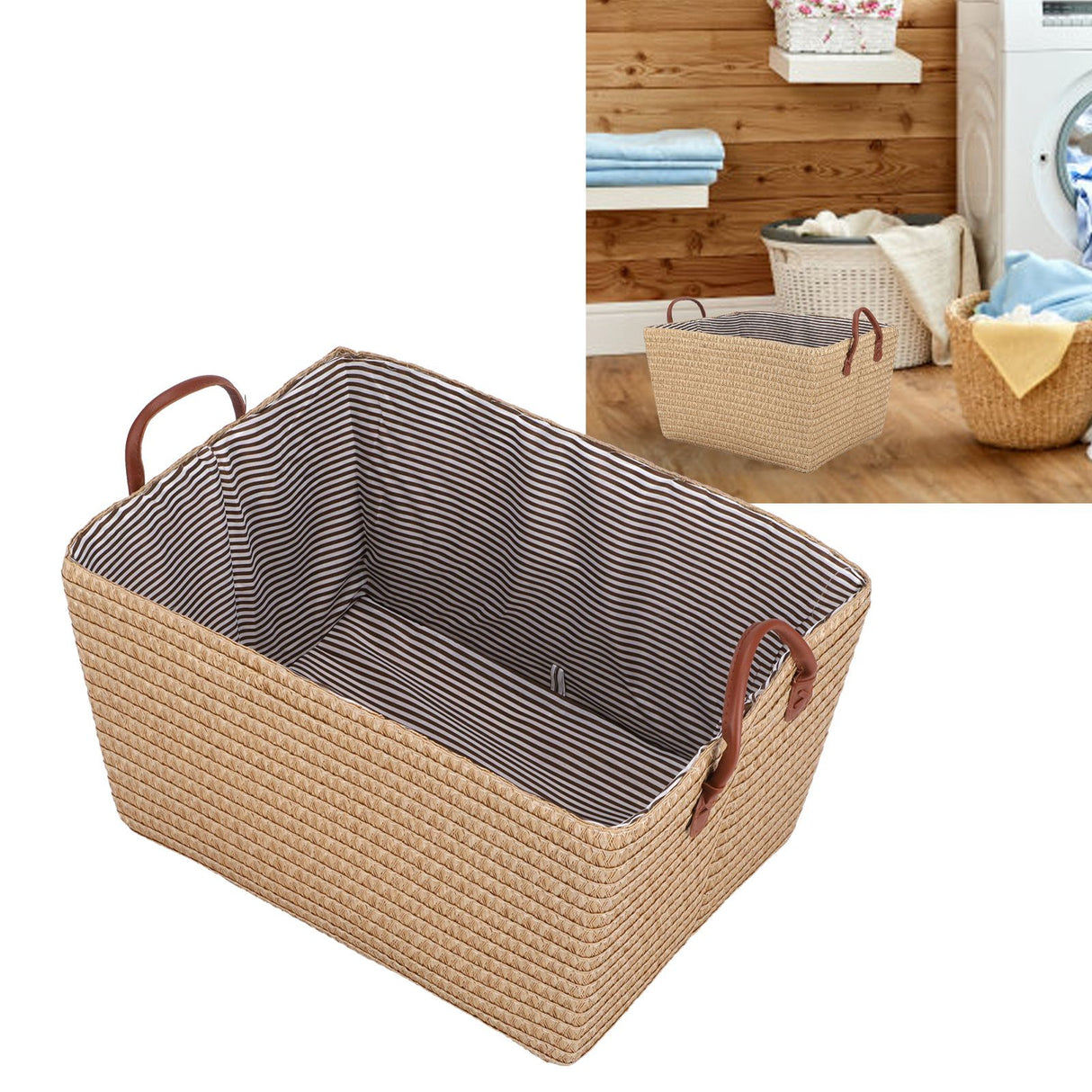 Pale yellow collapsible fabric storage basket - view 12