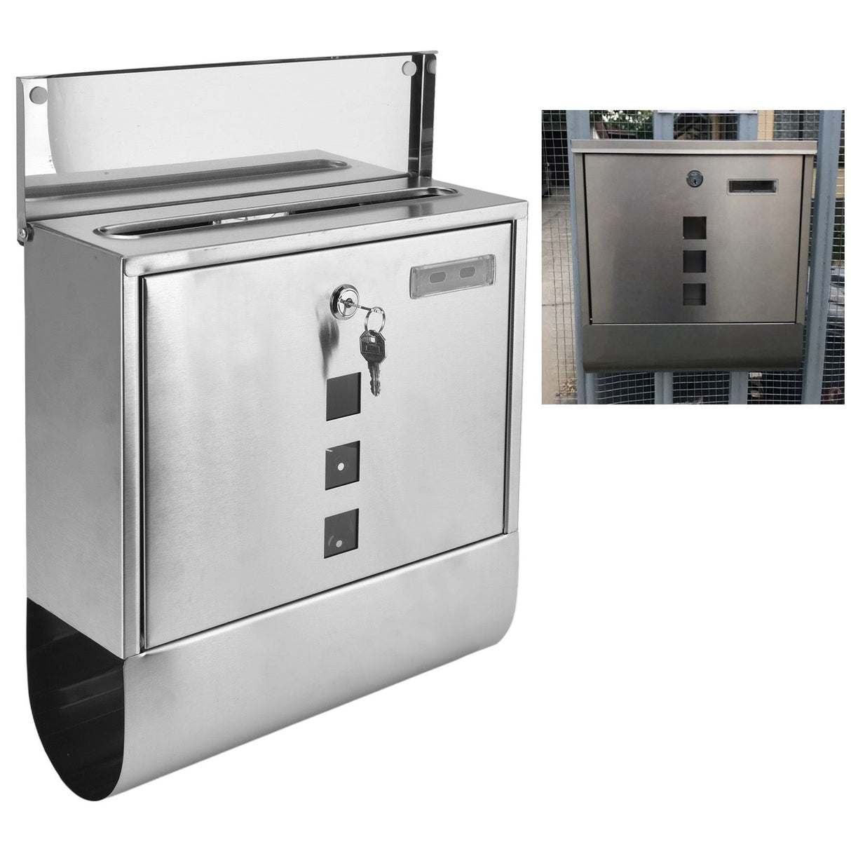 Stainless steel wall-mounted locking mailbox with narrow slot - image 12