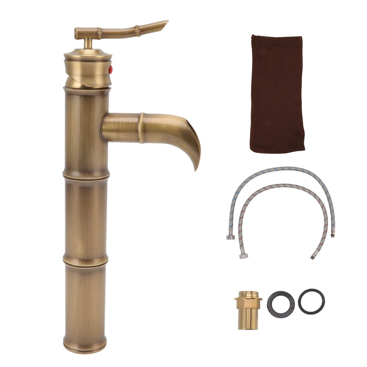 Antique copper bamboo joint basin mixer tap with bevelled spout