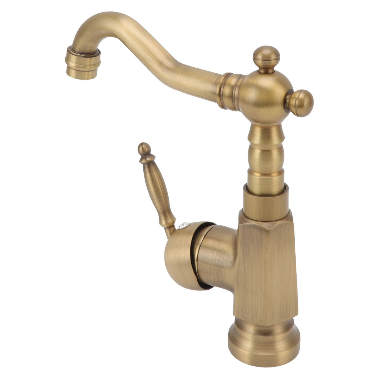 Deck mounting base of the tall brushed brass basin mixer