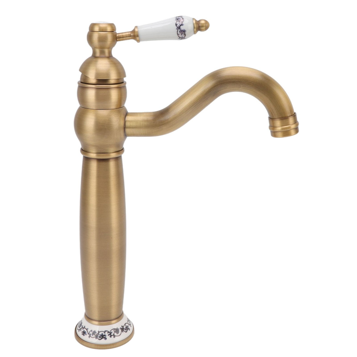 Rear view of the antique brass basin mixer tap