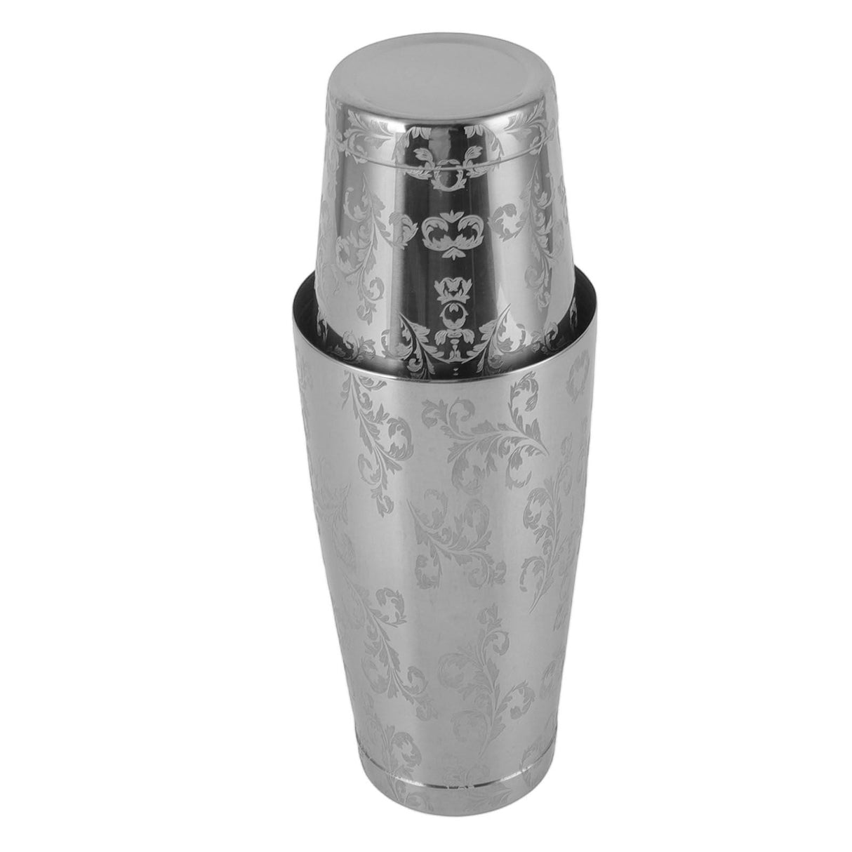 Hampton silver stainless steel cocktail shaker on a home bar