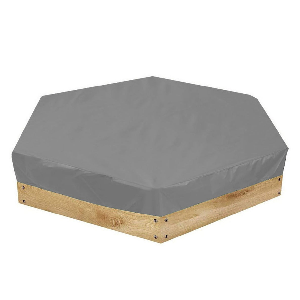 Hexagon Sandpit Cover with Drawstring, Waterproof, Grey