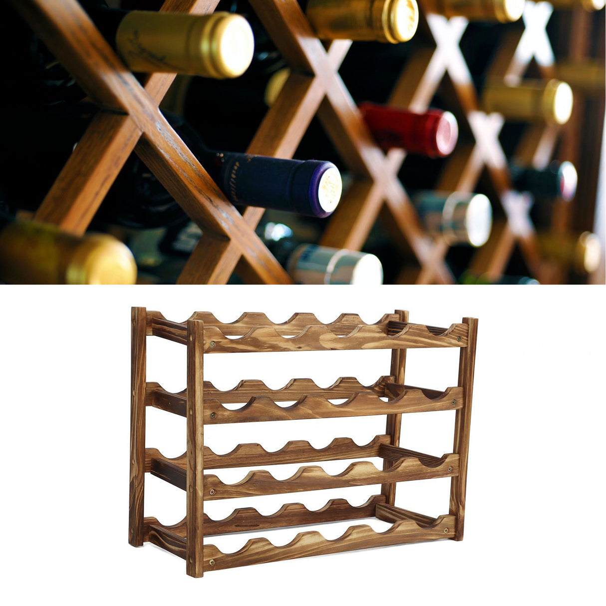 20 bottle 4 tier timber wine rack