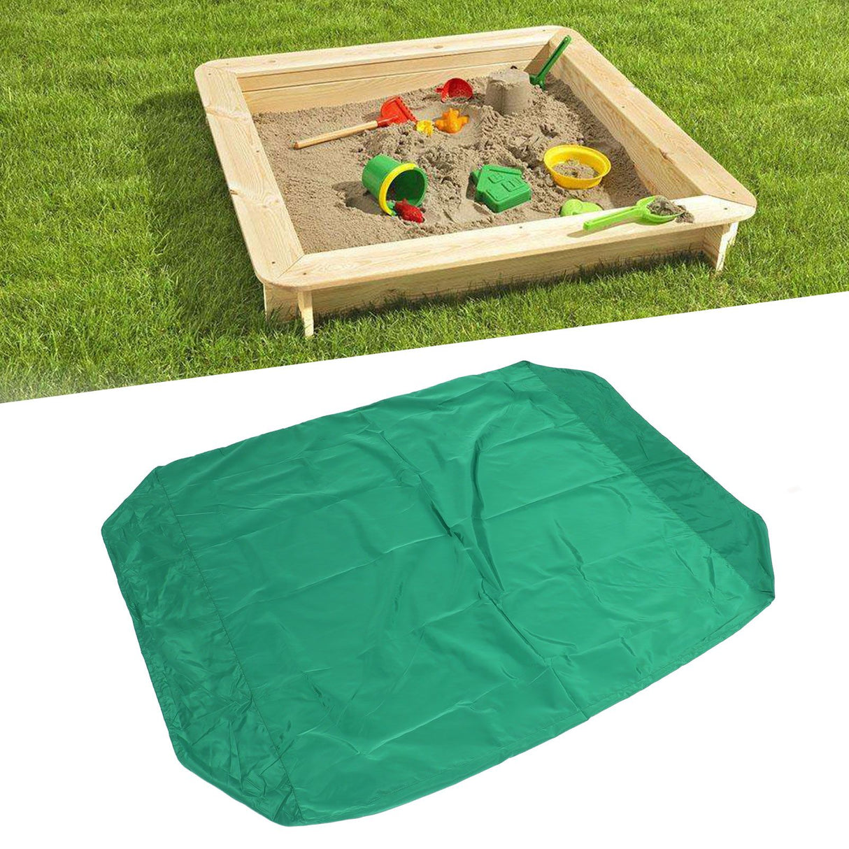 Green sandbox cover, 120x120cm
