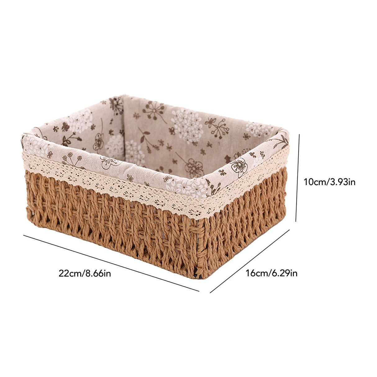Woven desktop storage basket in khaki