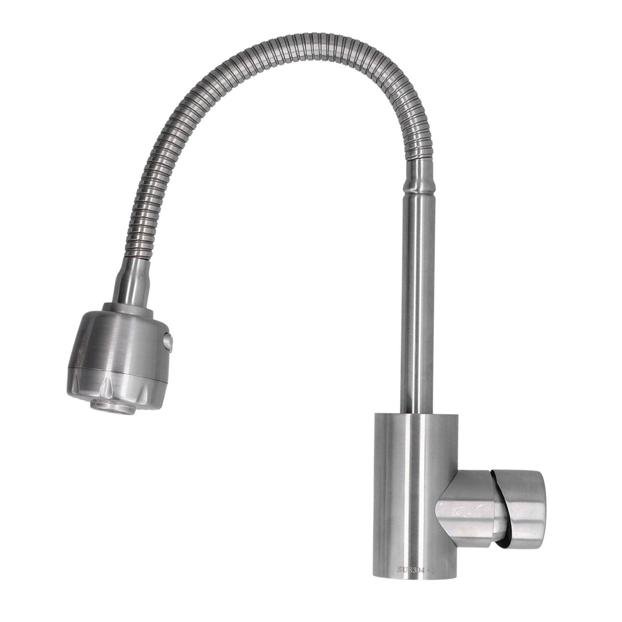 Front view of the stainless steel hot and cold mixer tap