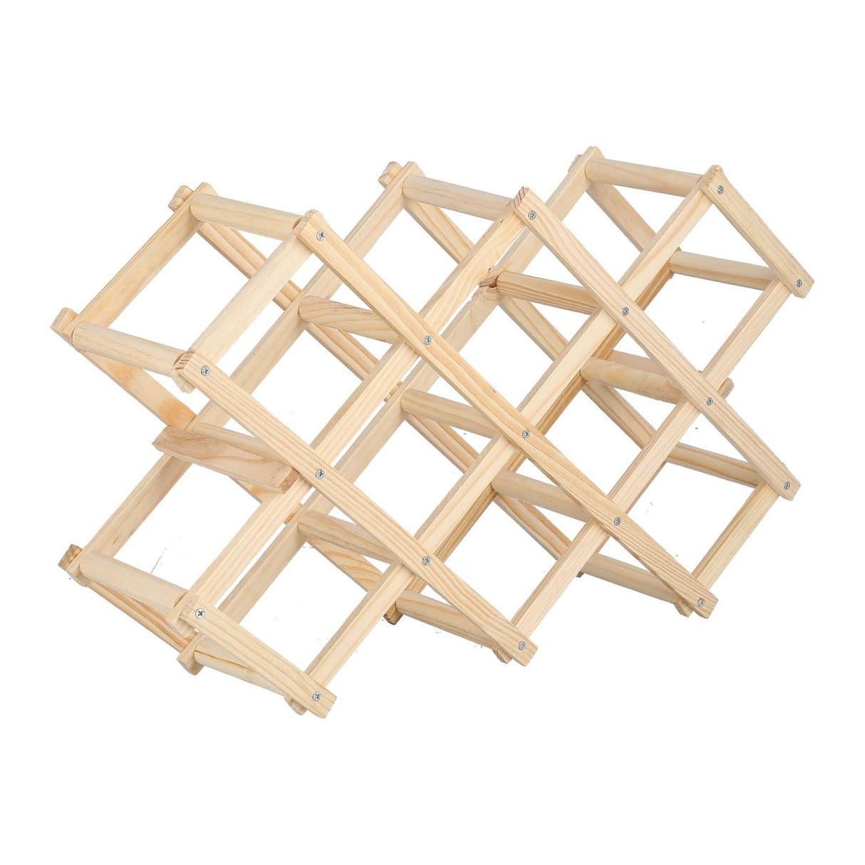 Foldable Wine Rack 10 Bottle Pine Wood Natural view 2