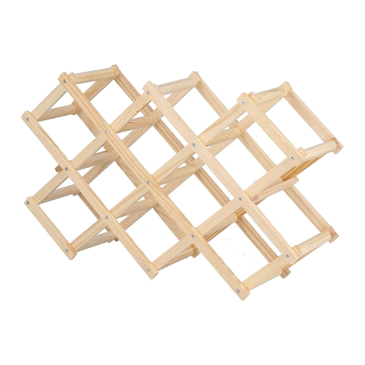 Foldable Wine Rack 10 Bottle Pine Wood Natural view 3