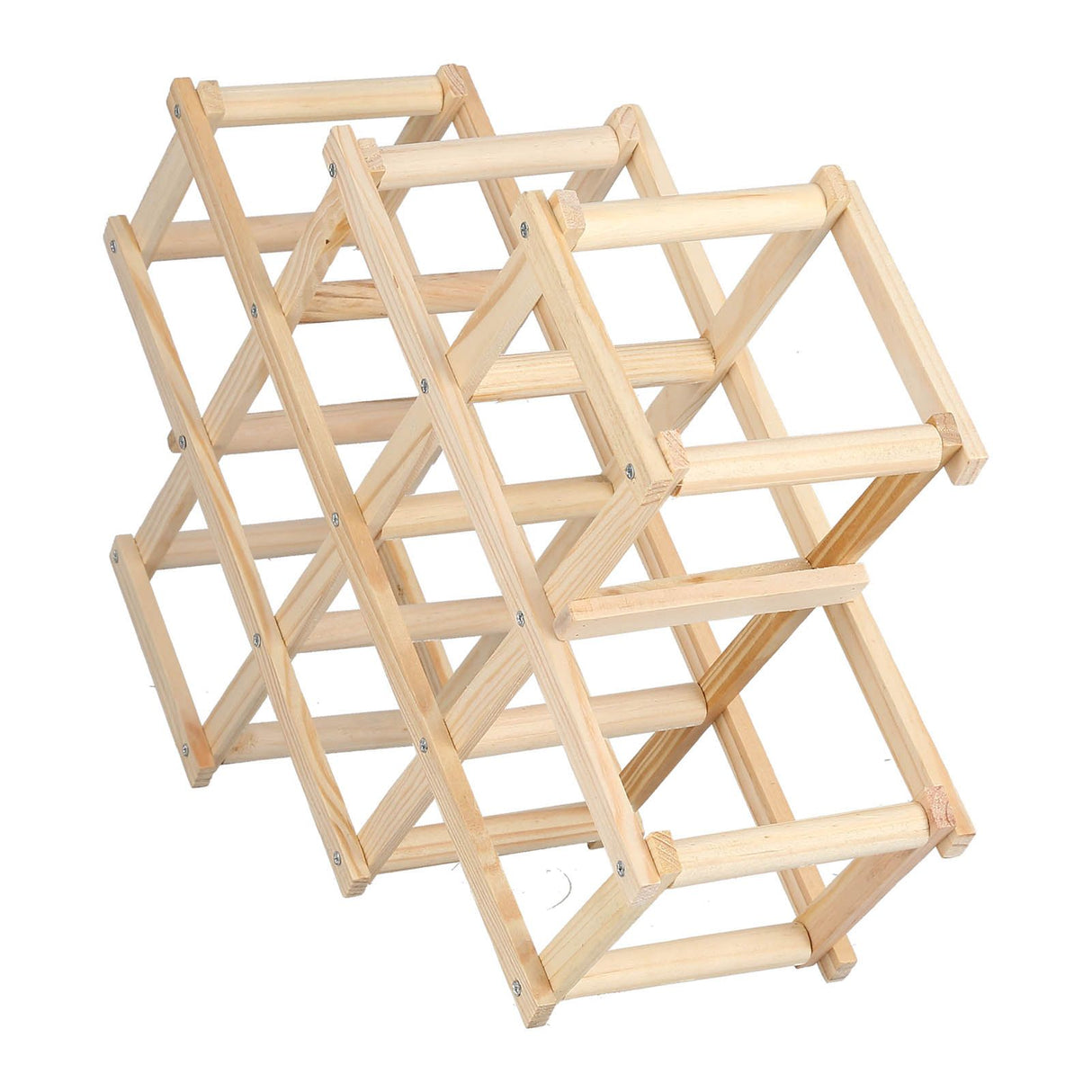 Foldable Wine Rack 10 Bottle Pine Wood Natural view 4