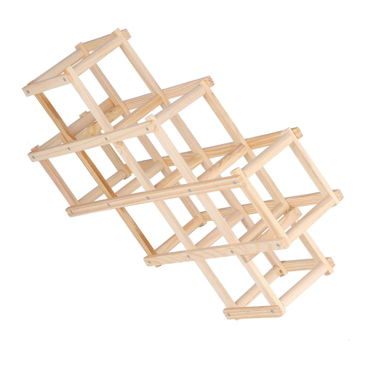 Foldable Wine Rack 10 Bottle Pine Wood Natural view 7