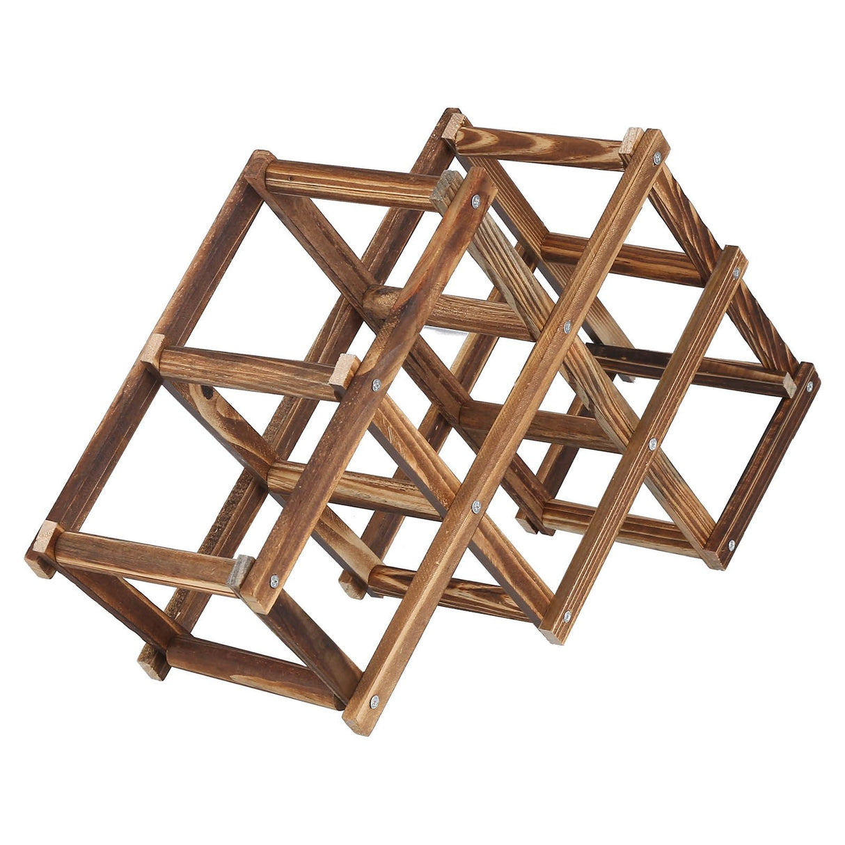 Foldable Wine Rack 6 Bottle Pine Wood Roast Brown view 2
