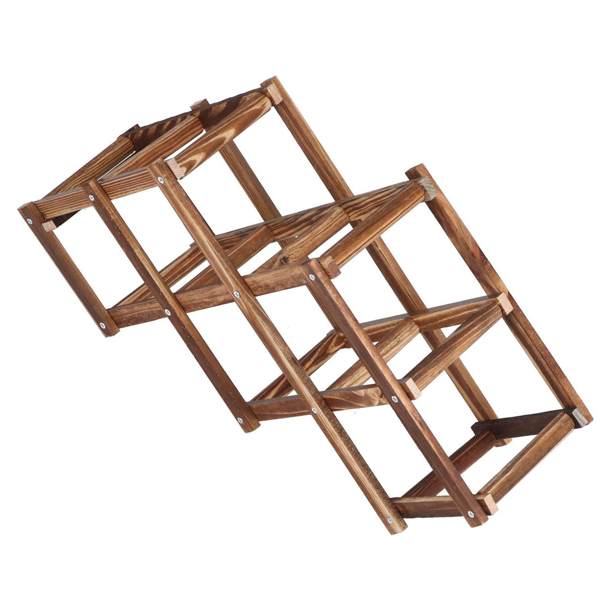 Foldable Wine Rack 6 Bottle Pine Wood Roast Brown view 7