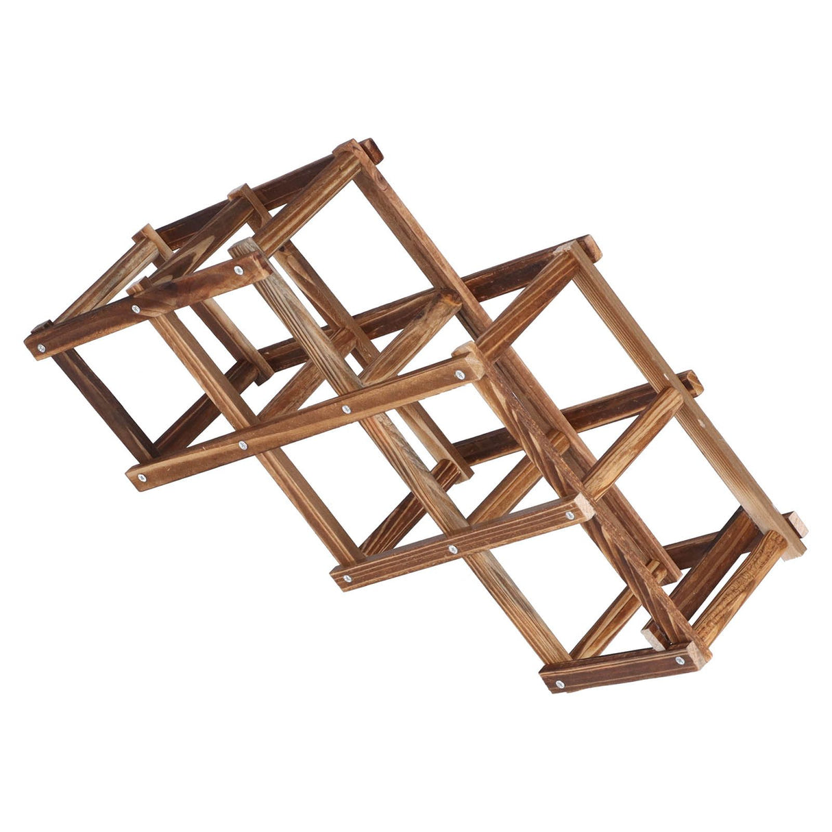 Foldable Wine Rack 6 Bottle Pine Wood Roast Brown view 9
