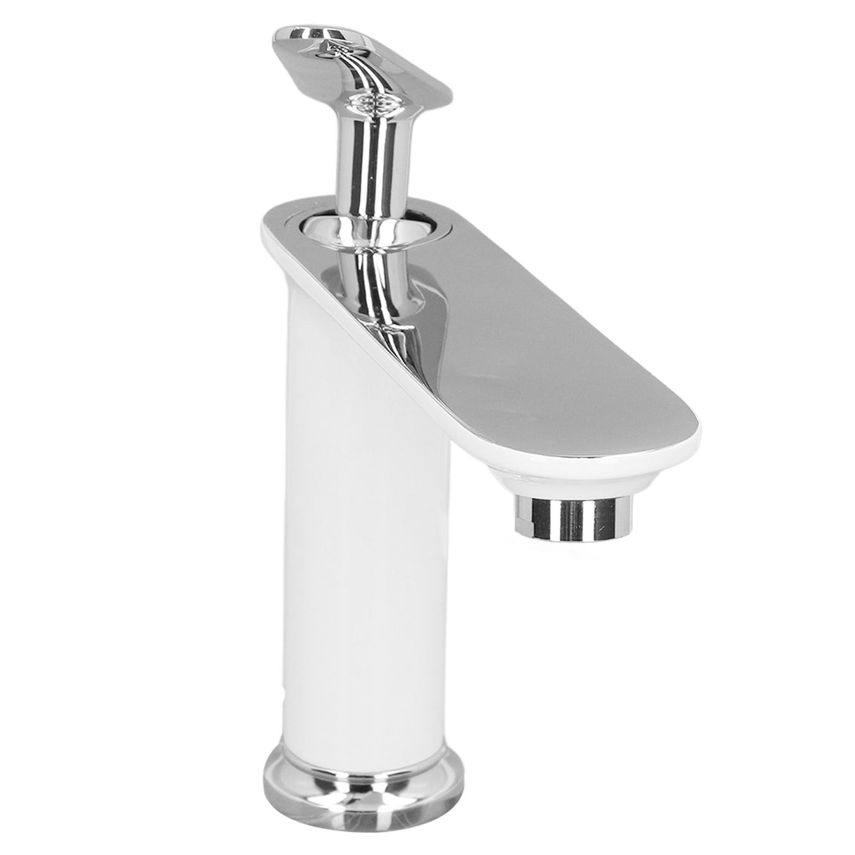 Side profile of the brass basin mixer showing 14 cm spout height