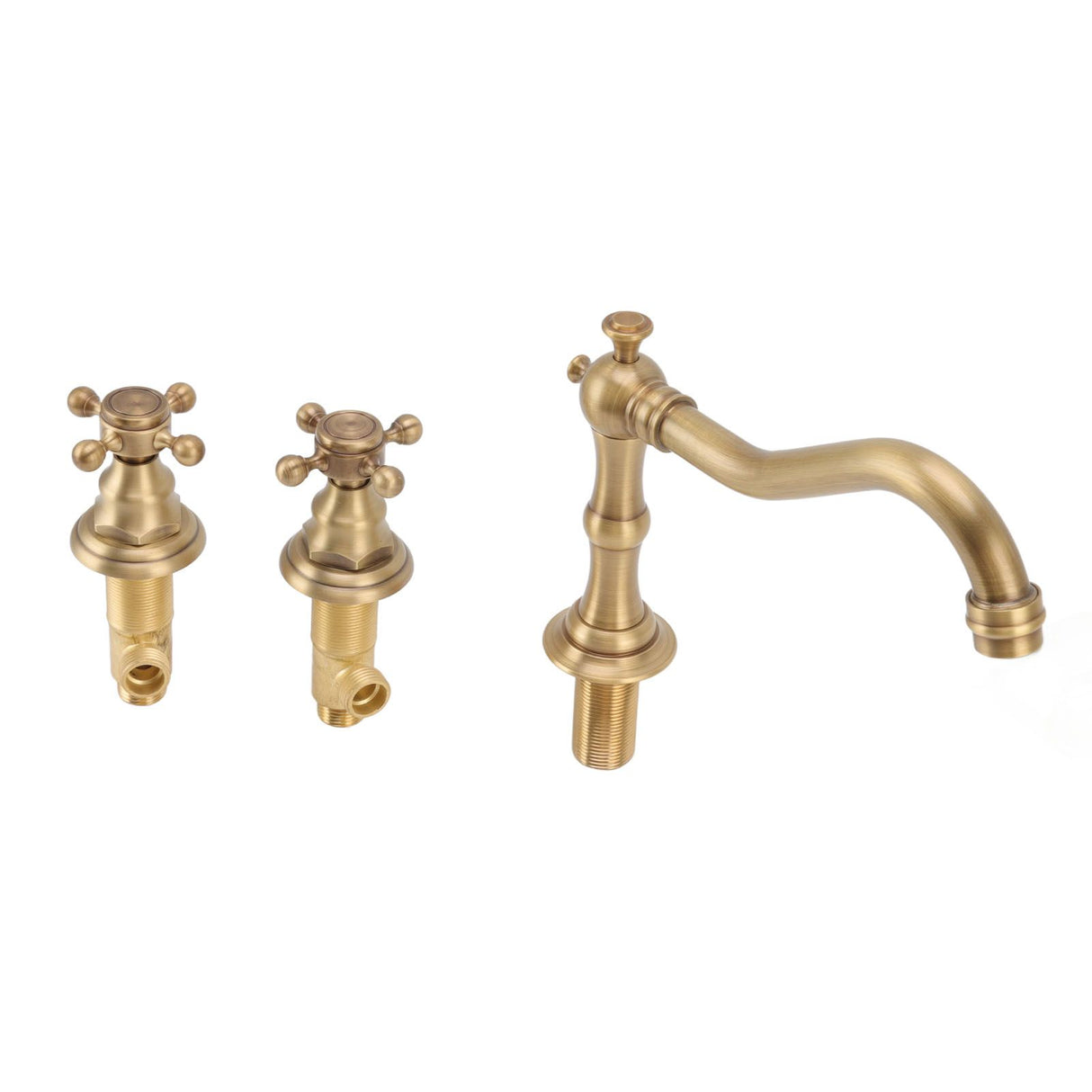 Front view of the copper double handle basin tap set