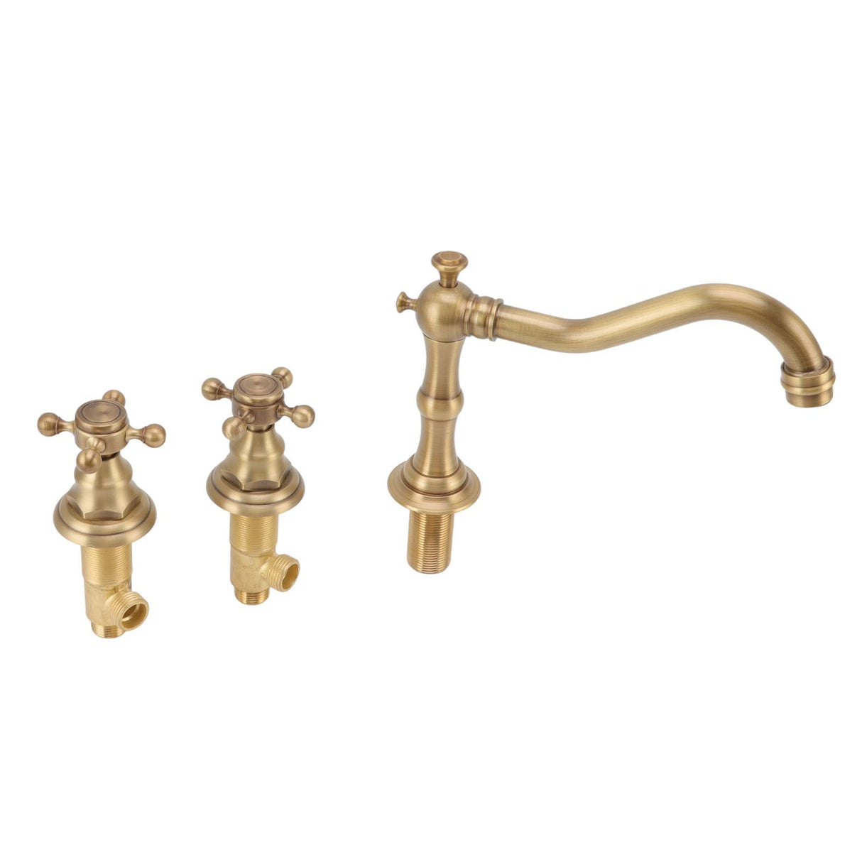 Hot and cold hand wheels shown side by side on the copper tap set