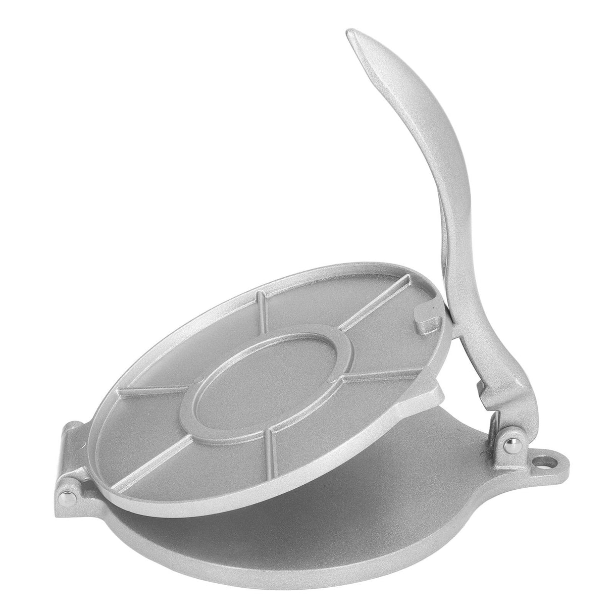 Pressed tortilla removed from the aluminium press