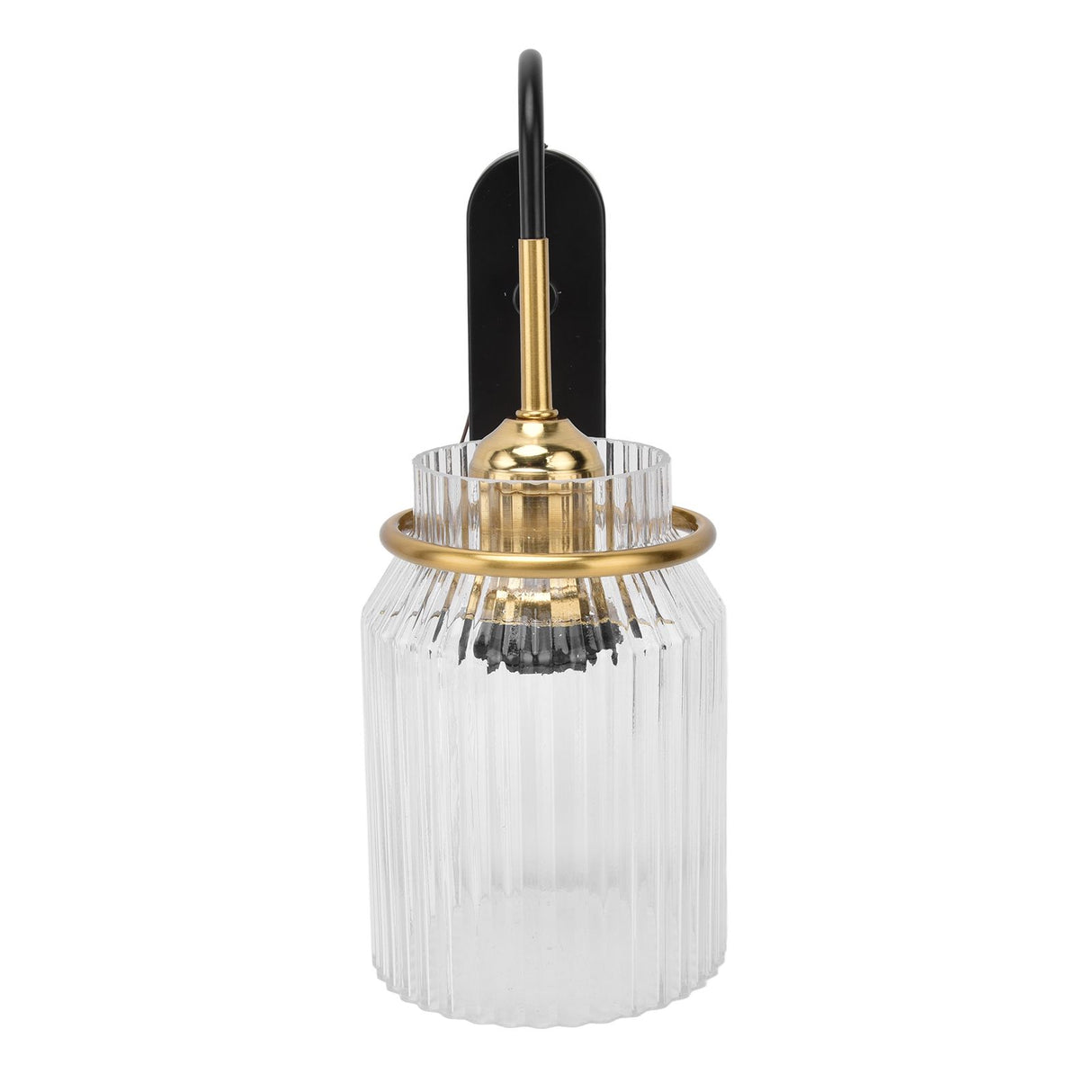 Retro glass wall sconce light with wrought iron base