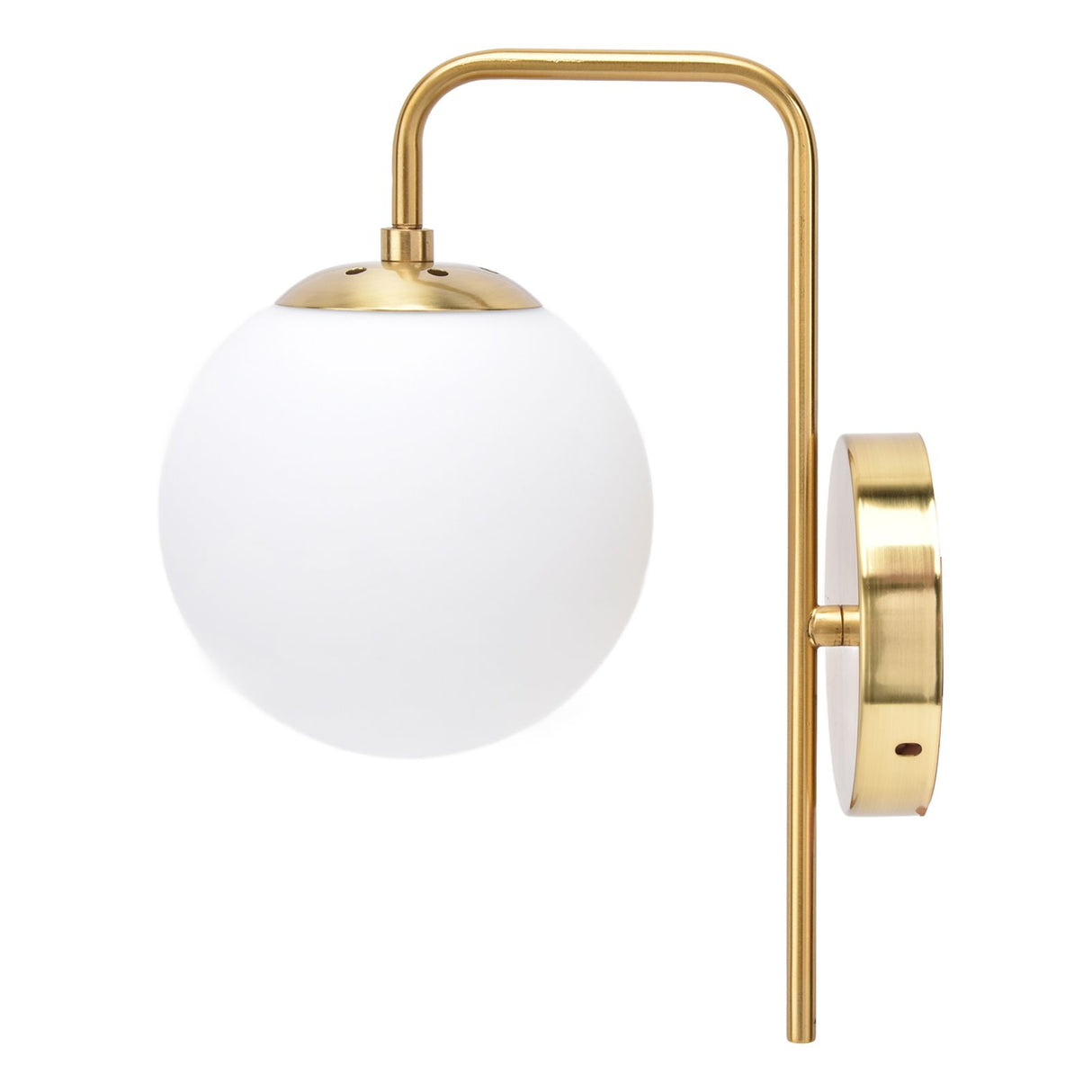 Round frosted glass wall lamp lit