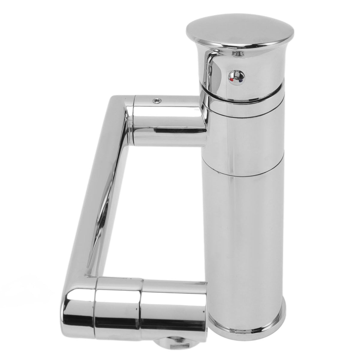 Front view of the silver crossbar handle basin tap
