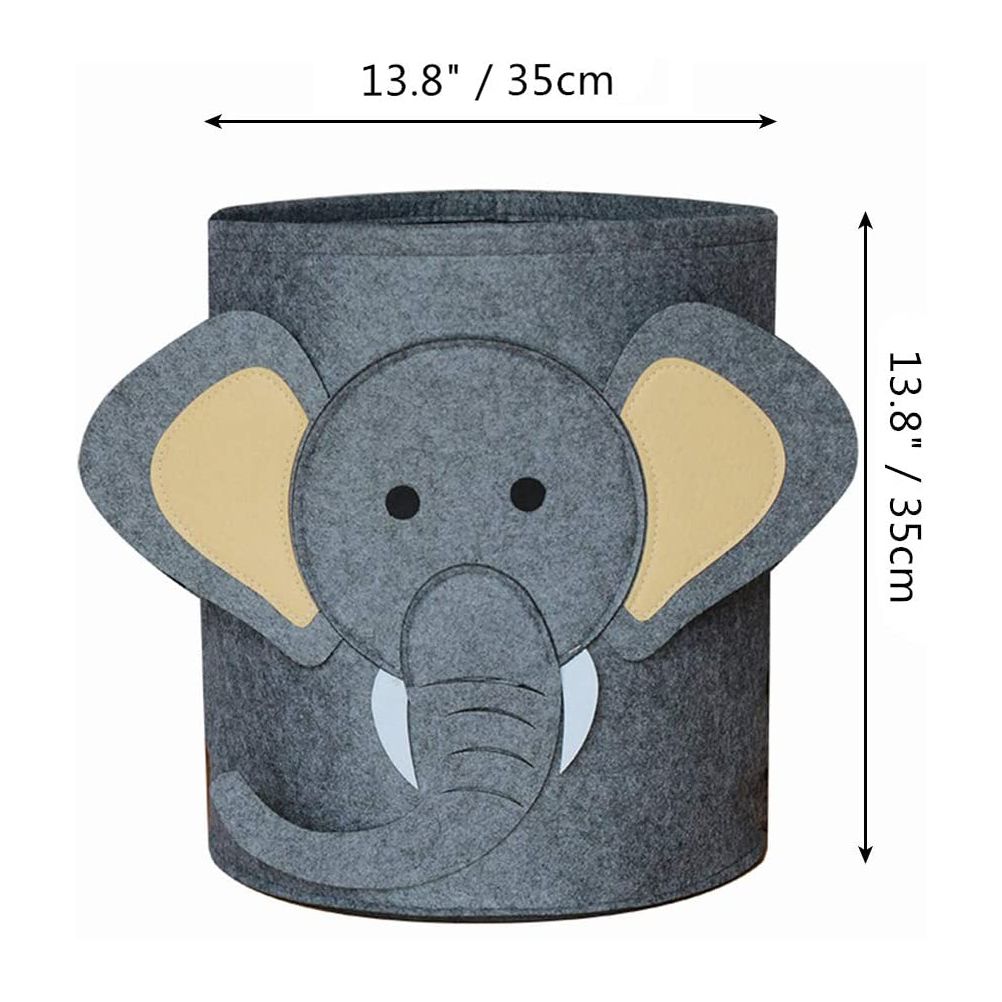 Felt storage basket holding plush toys