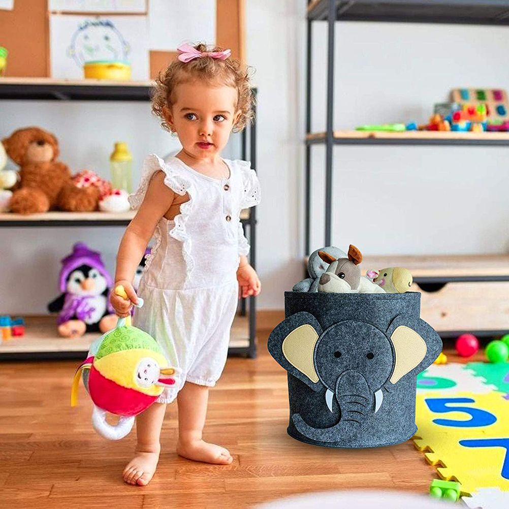 Foldable felt storage basket for kids