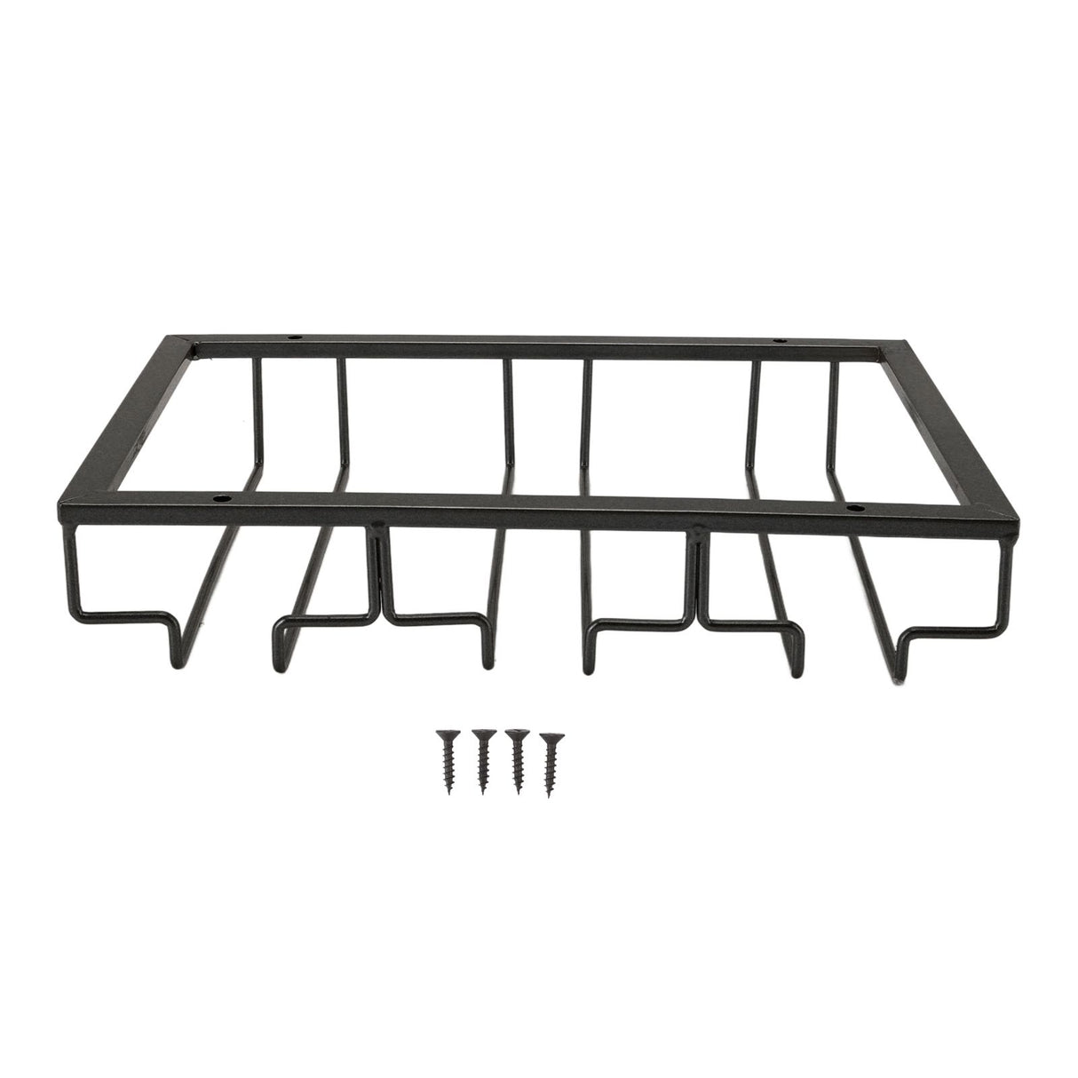 Black metal under cabinet wine glass rack