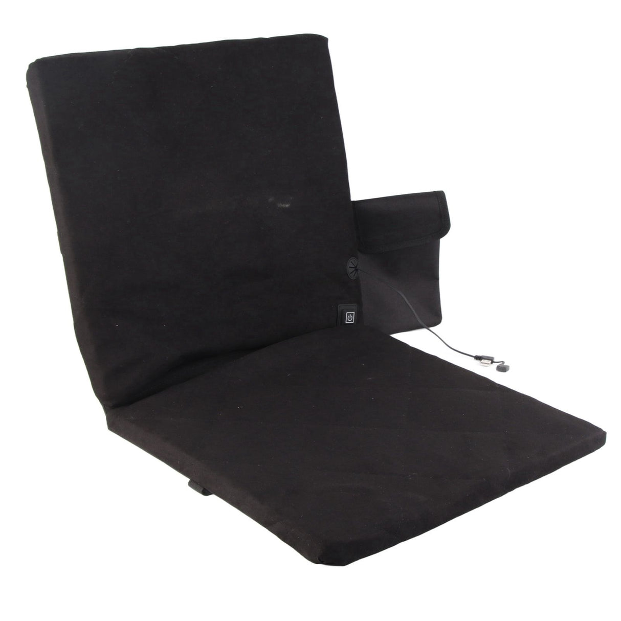 Edith Heated Seat Cushion, Foldable Stadium Pad with Backrest, 3 Heat Levels, Black