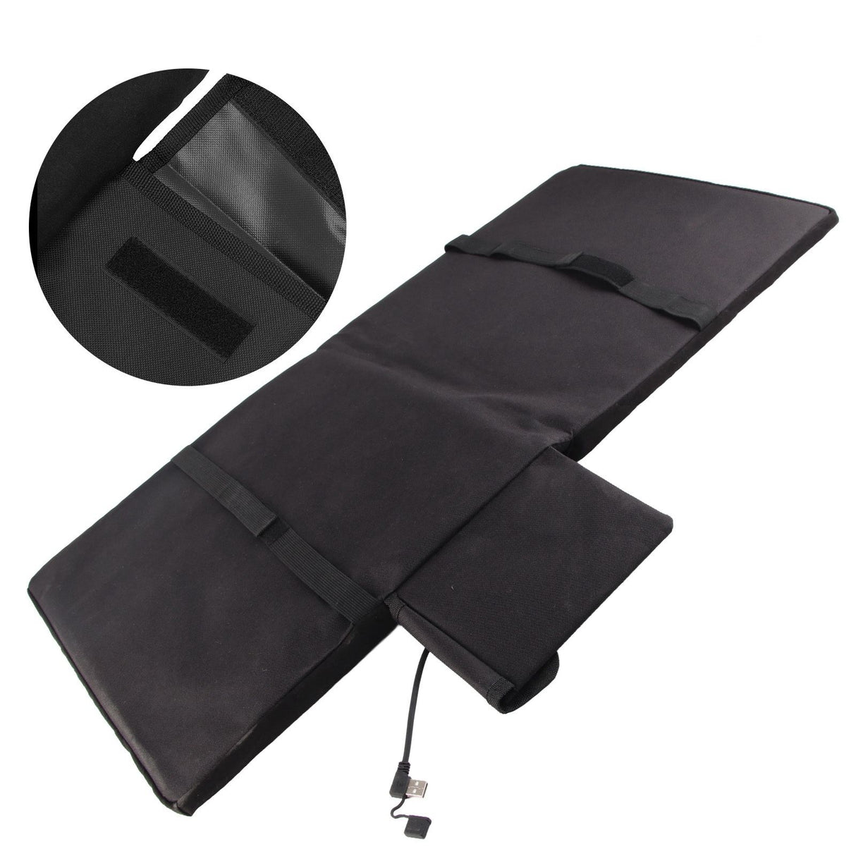 Edith Heated Seat Cushion, Foldable Stadium Pad with Backrest, 3 Heat Levels, Black