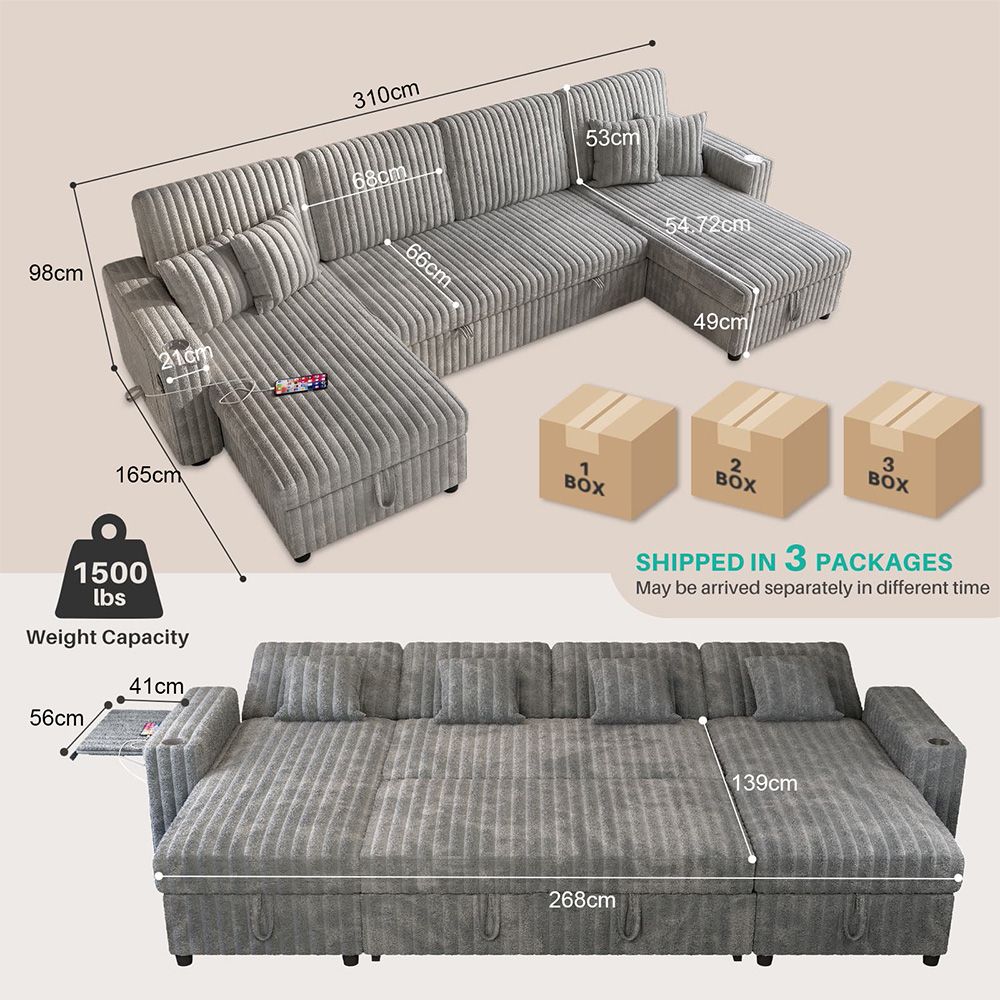 Lloret 5 Seater Sectional Sofa, Grey