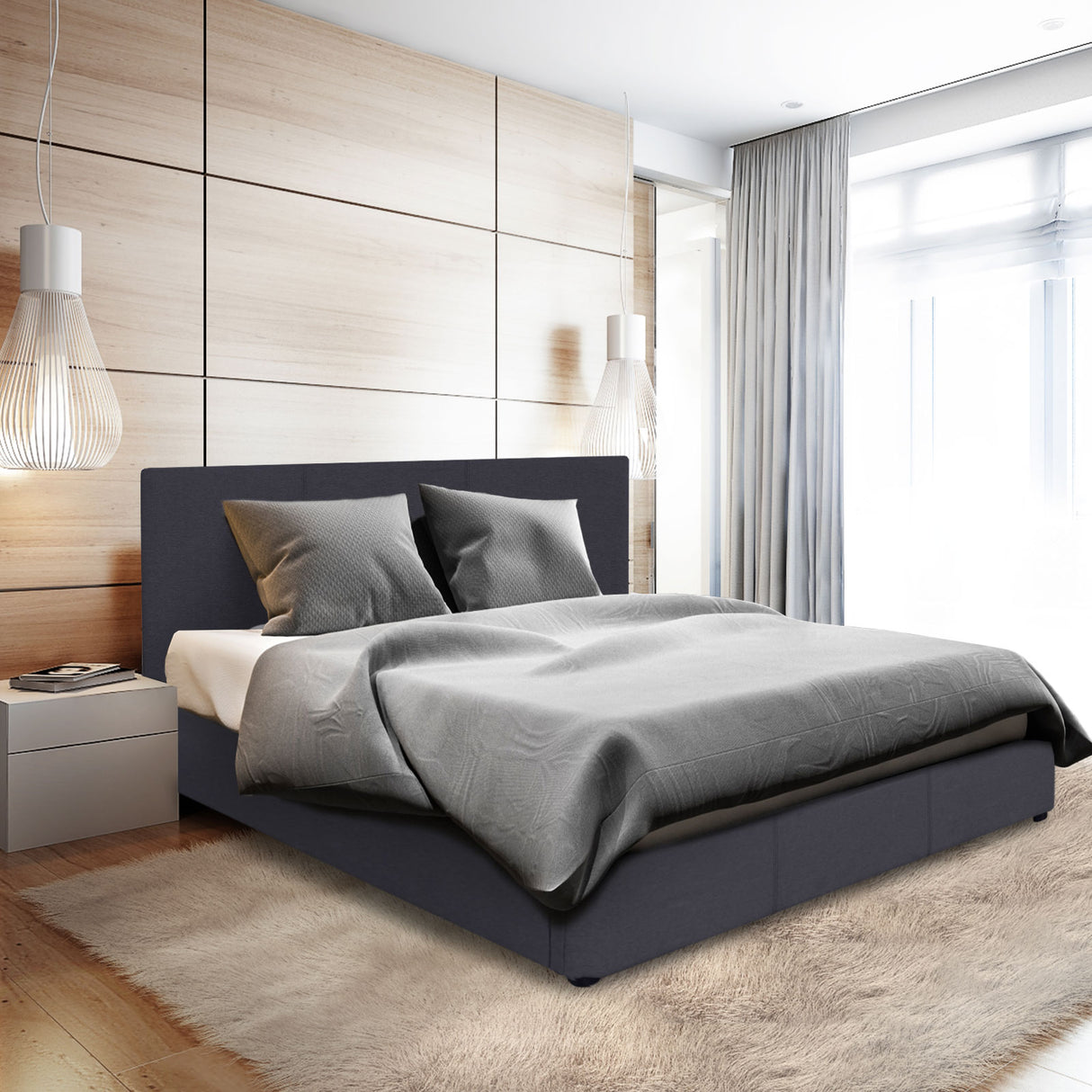 Nemi Double Gas Lift Bed Frame, Charcoal