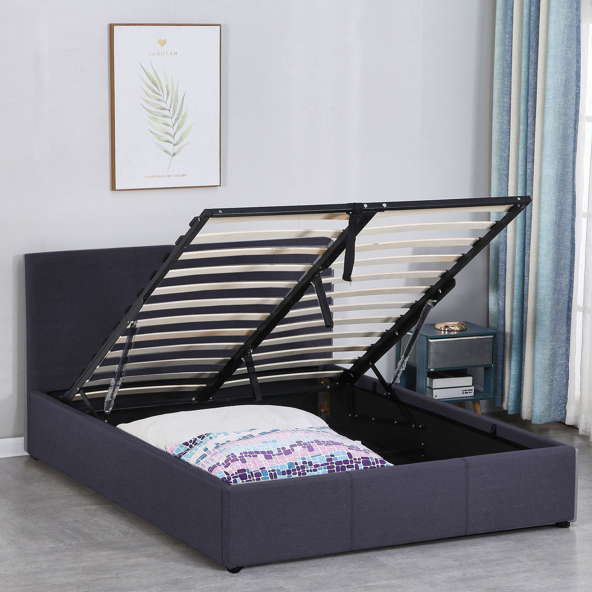 Nemi Double Gas Lift Bed Frame, Charcoal