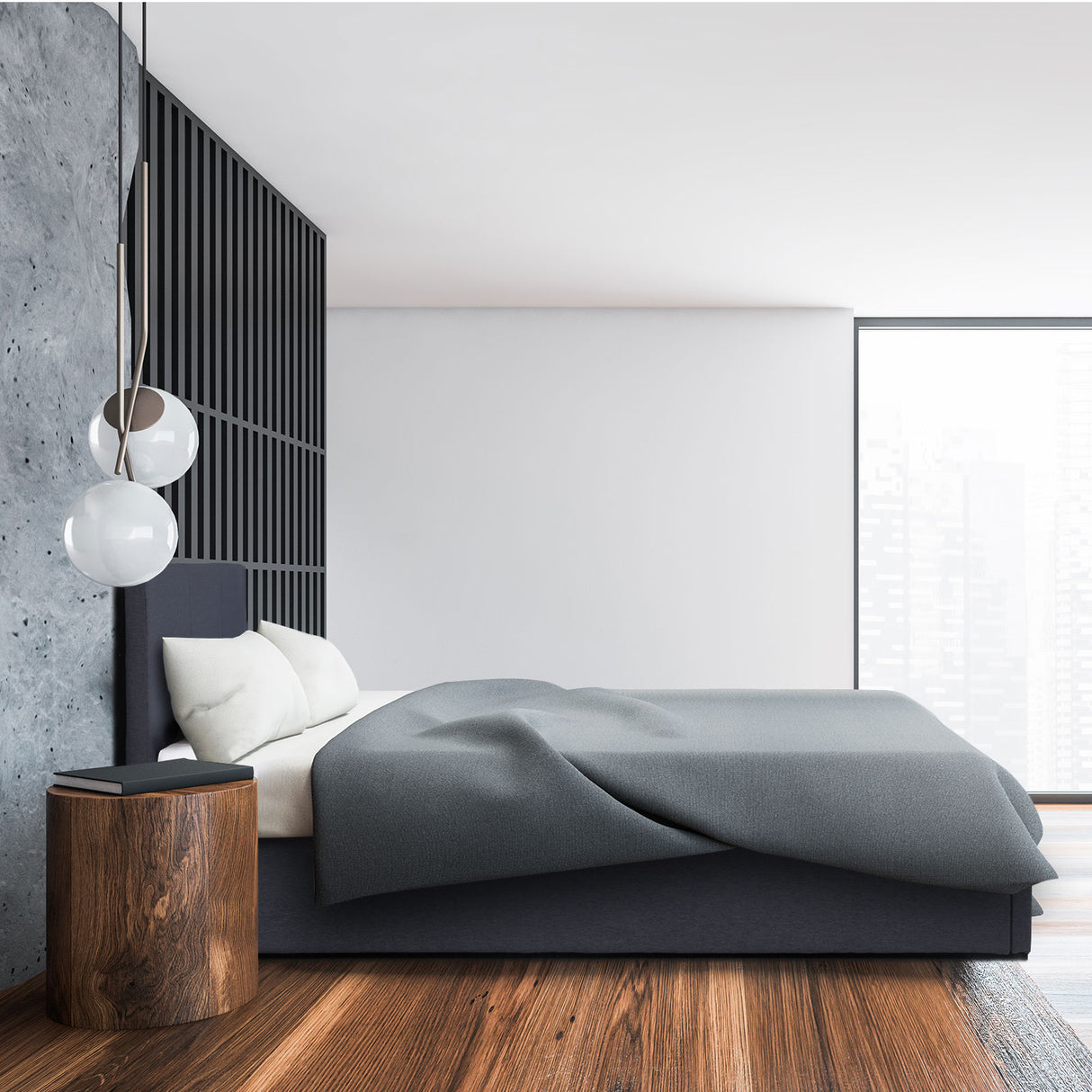 Nemi Double Gas Lift Bed Frame, Charcoal