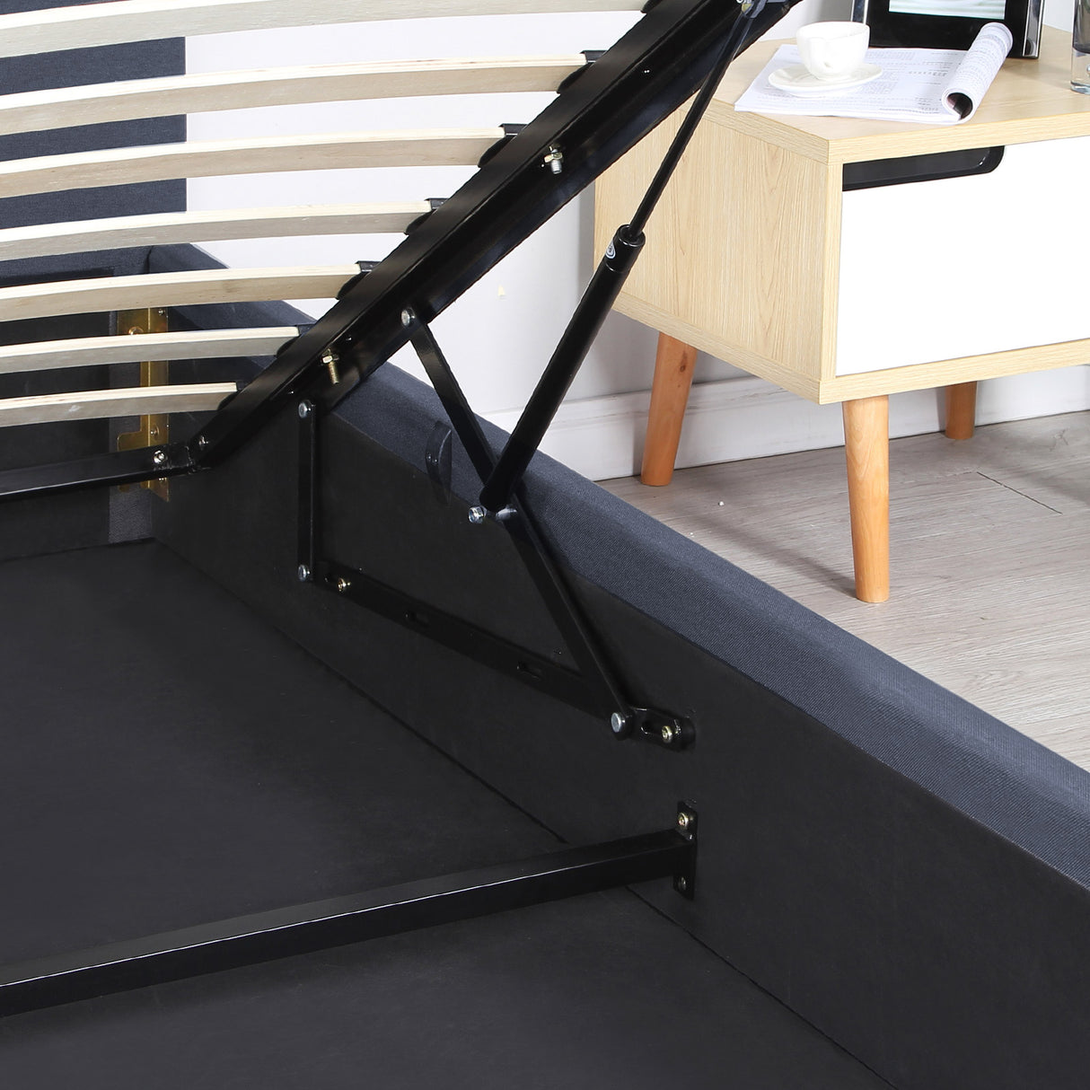 Nemi Double Gas Lift Bed Frame, Charcoal