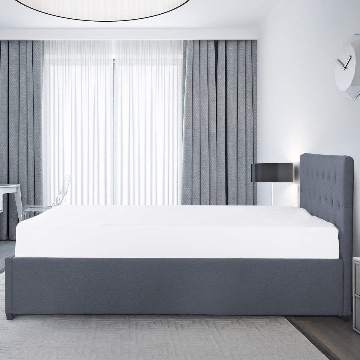 Milano Capri Luxury Gas Lift Bed Frame - Queen - Grey