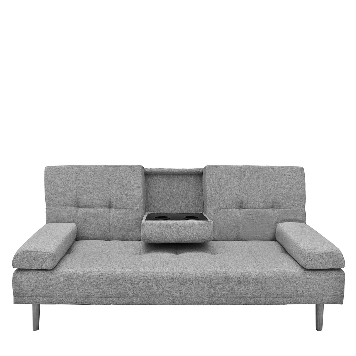 Miramar grey faux linen sofa bed in a modern living room
